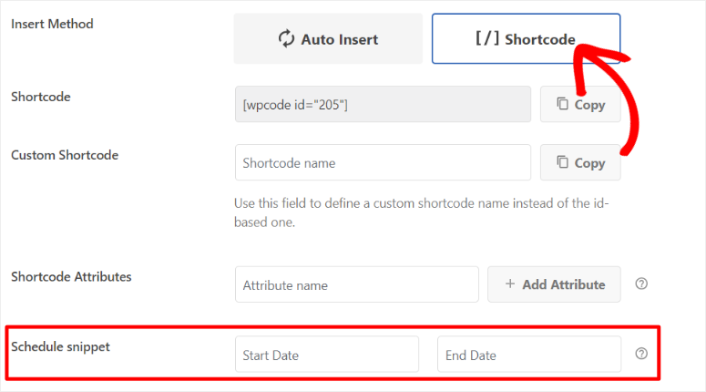 wpcode insert with shortcode