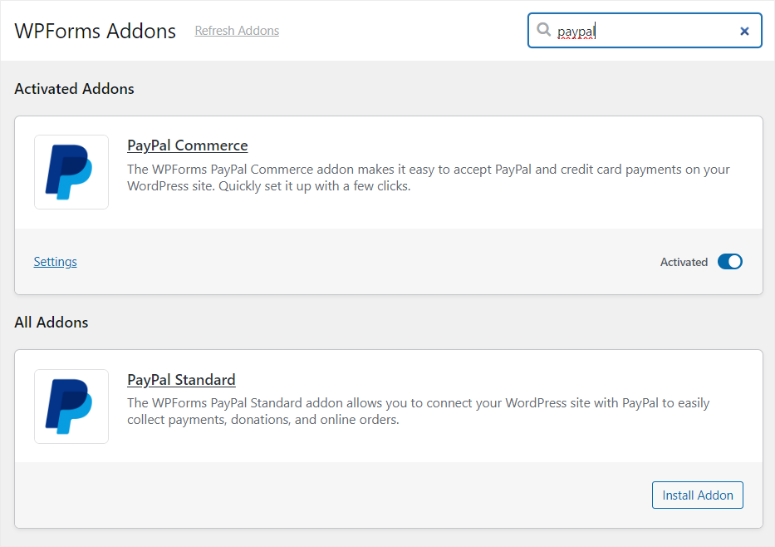 wpforms paypal integrations