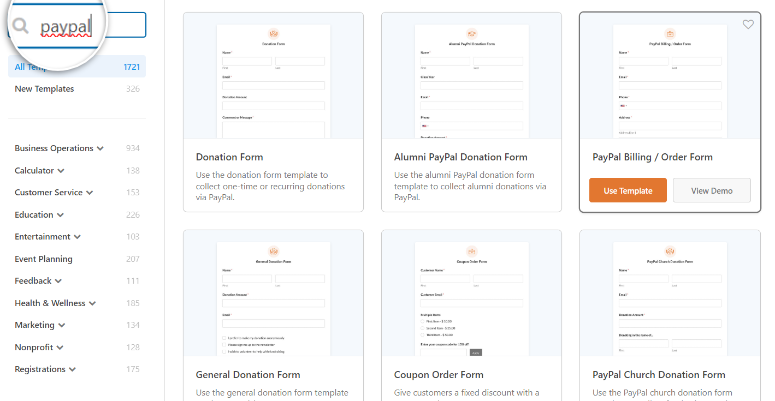 wpforms paypal templates