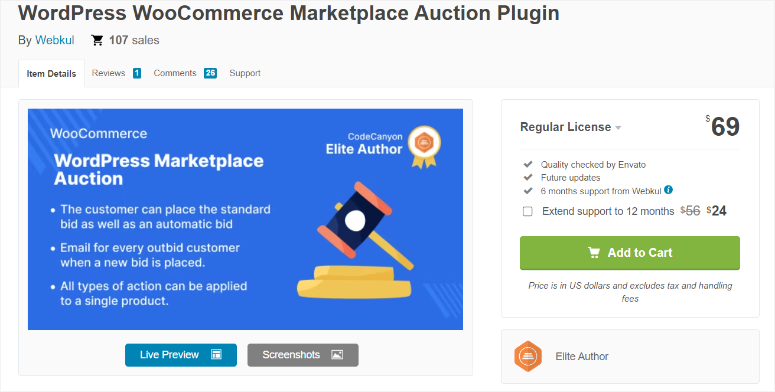 wordpress woocommerce marketplace auction plugin