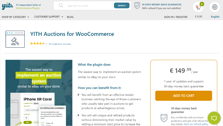 yith woocommerce auctions