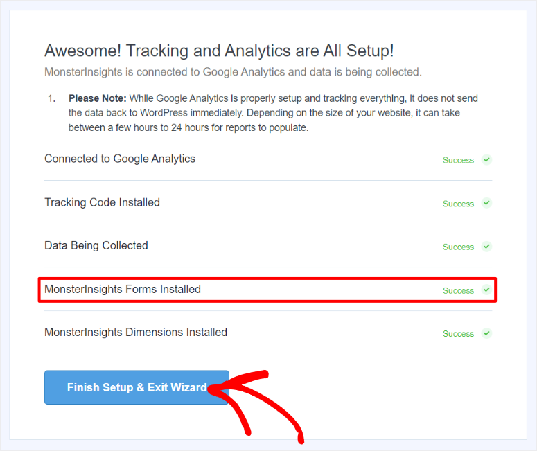monsterinsights finish wizard