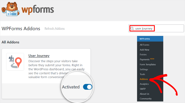 wpforms user journey addon