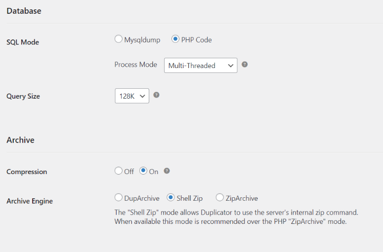 duplicator database customization