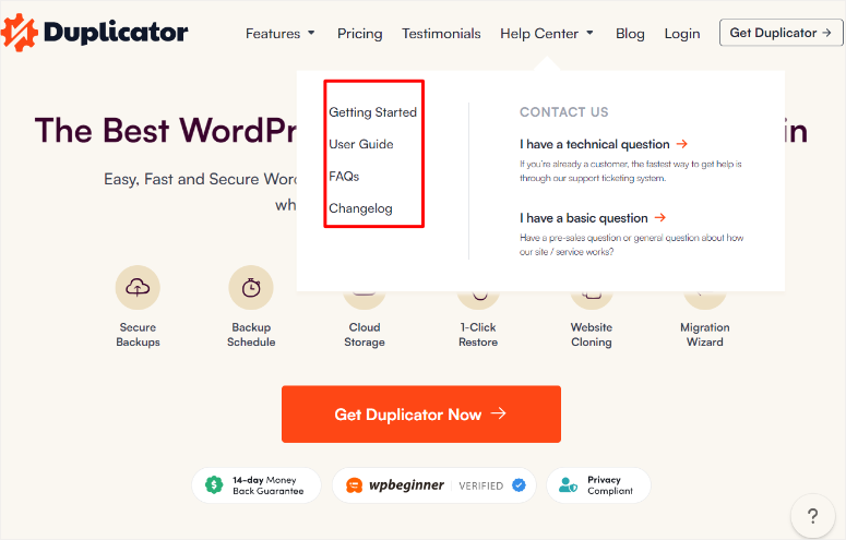 duplicator pro documentation