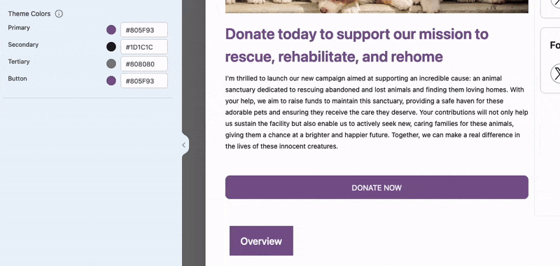 charitable plugin auto color contrast for campaigns