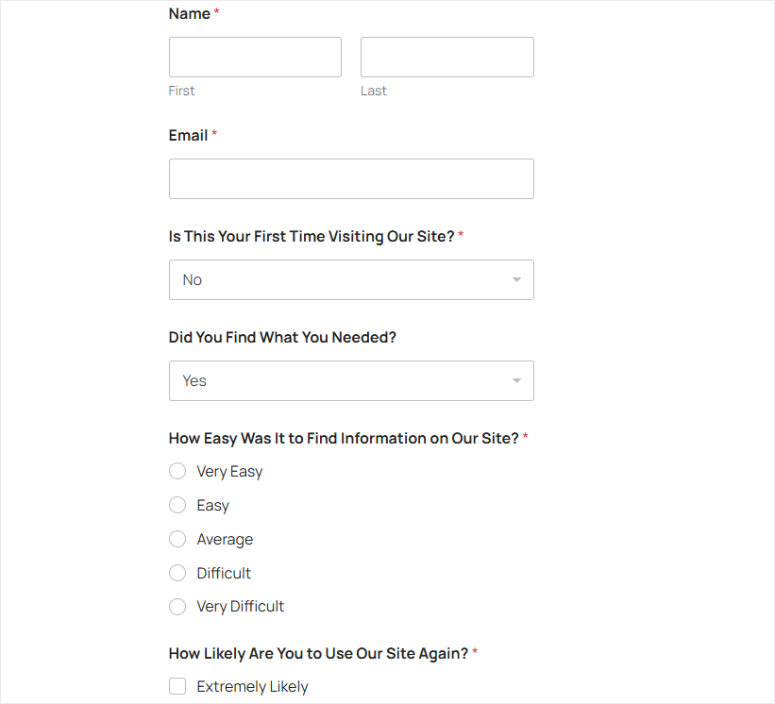 feedback form sample