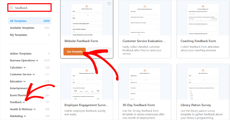 feedback form templates