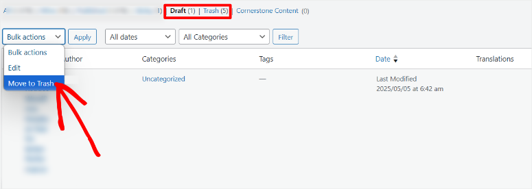 move-to-trash - IsItWP - Free WordPress Theme Detector move to trash