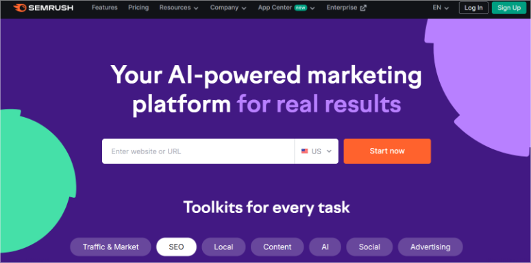 semrush-homepage - IsItWP - Free WordPress Theme Detector semrush homepage