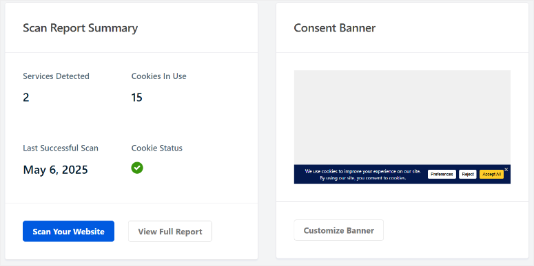 wpconsent-dashboard-features - IsItWP - Free WordPress Theme Detector wpconsent dashboard features