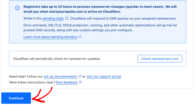 cloudflare-nameservers-continue-finish-setup - IsItWP - Free WordPress Theme Detector cloudflare nameservers continue finish setup