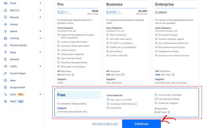 cloudflare-pricing-screen-dashboard - IsItWP - Free WordPress Theme Detector cloudflare pricing screen dashboard