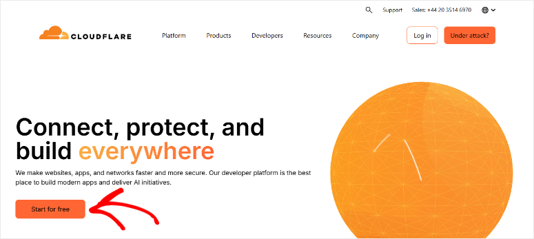 cloudflare-start-for-free-button - IsItWP - Free WordPress Theme Detector cloudflare start for free button
