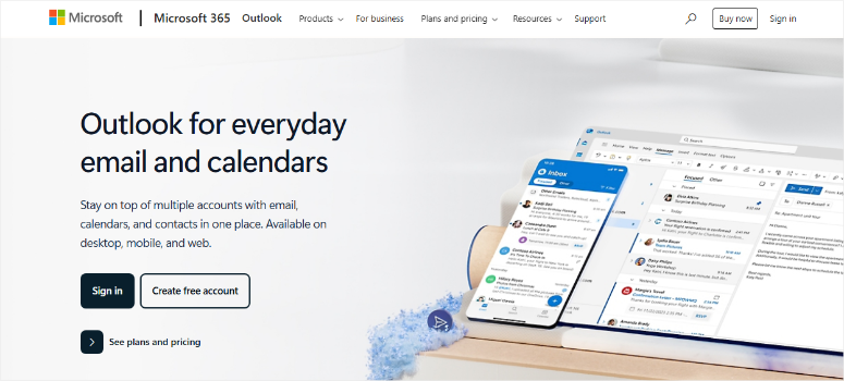 Microsoft Outlook homepage