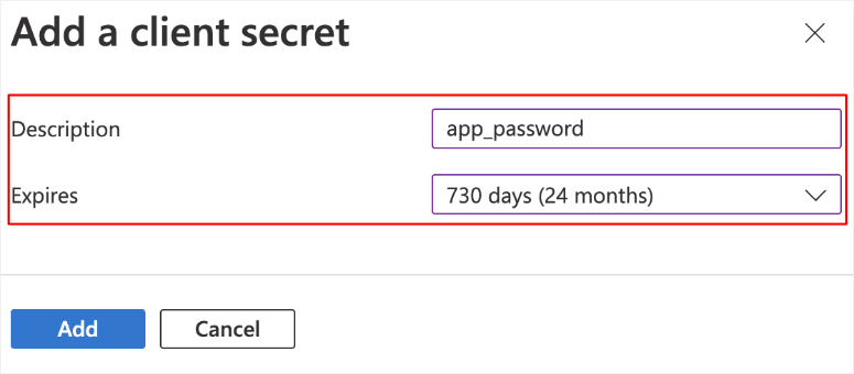microsoft azure add client secret