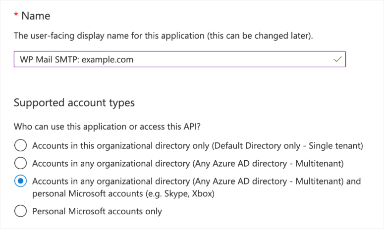 microsoft azure app registration form