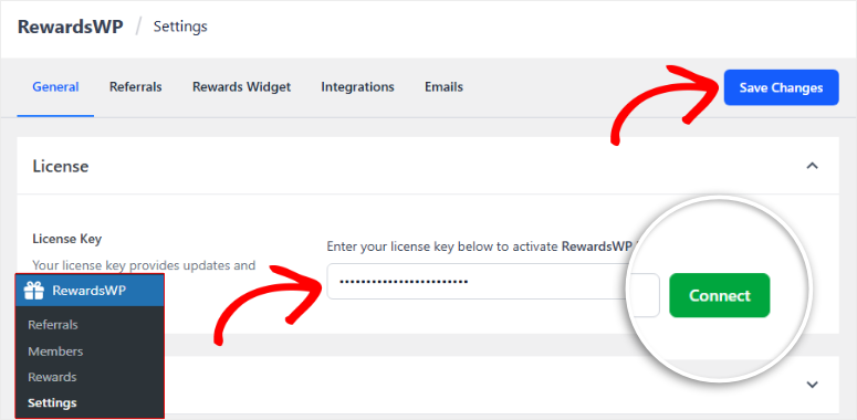 rewardswp enter license key wordpress