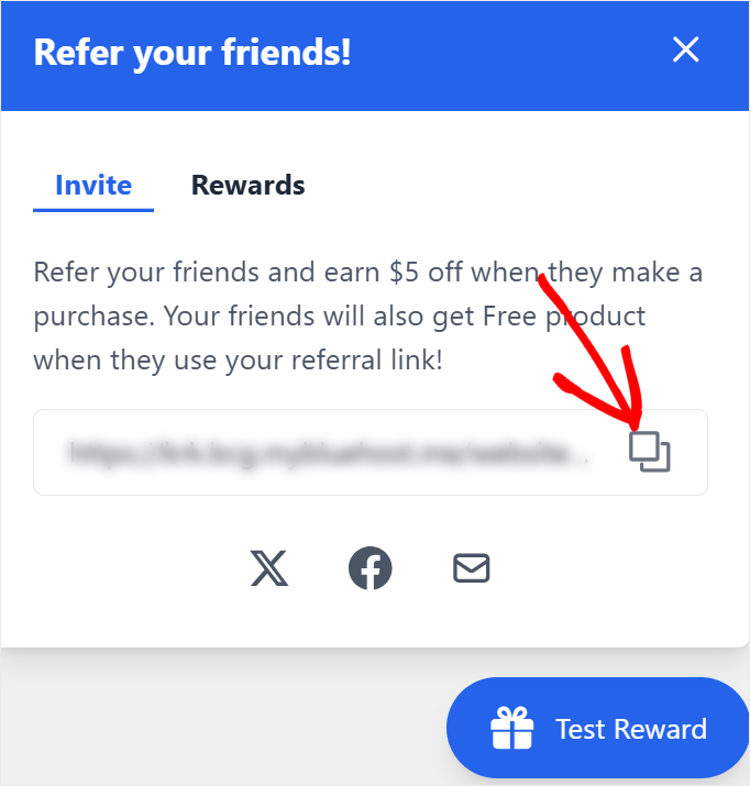 rewardswp refer your friends widget example