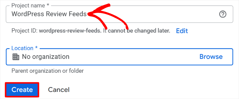 create project google cloud console