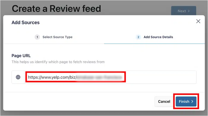 smash balloon paste your yelp url to connect it