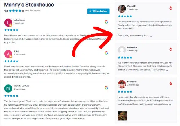 smash balloon sidebar review widget example