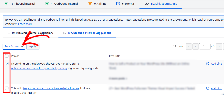 aioseo-link-assistant-bulk-actions - IsItWP - Free WordPress Theme Detector aioseo link assistant bulk actions