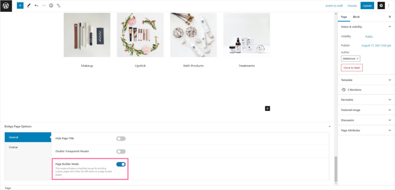botiga page builder mode