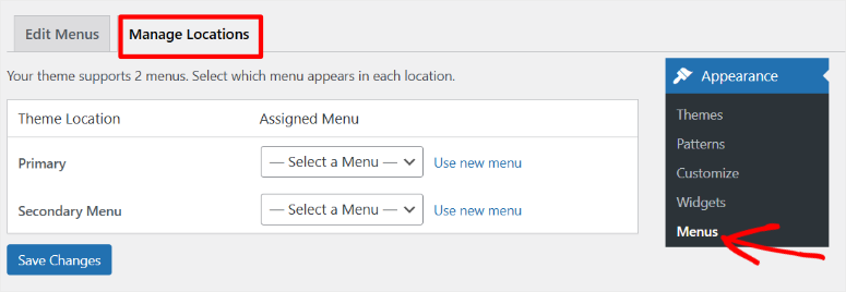 wordpress manage menu locations