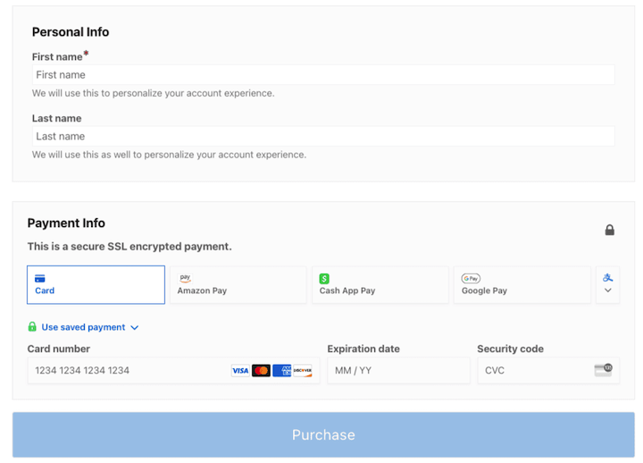 checkout page multiple payment methods