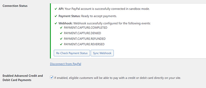 easy digital downloads connection successful paypal