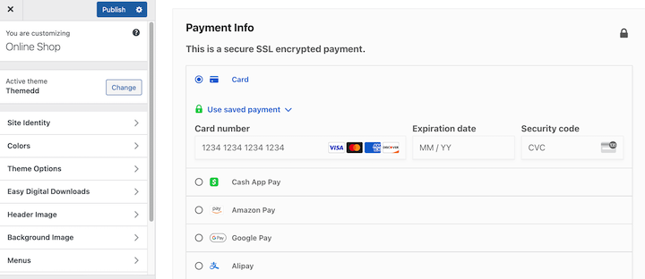 easy digital downloads wordpress theme customize checkout