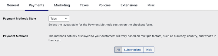 edd payment methods style settings stripe