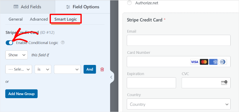 enable smart logic wpforms