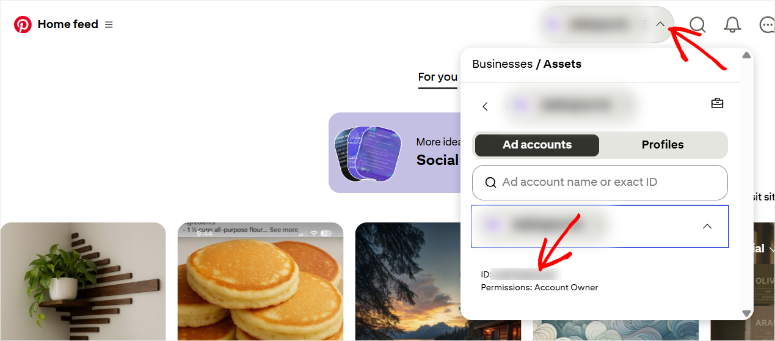pinterest ad account id
