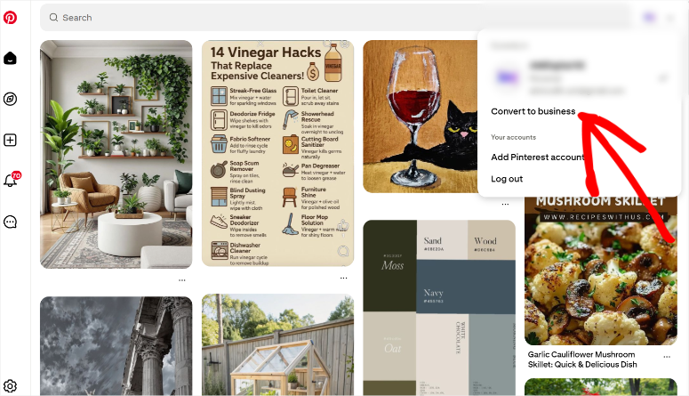 pinterest convert to business