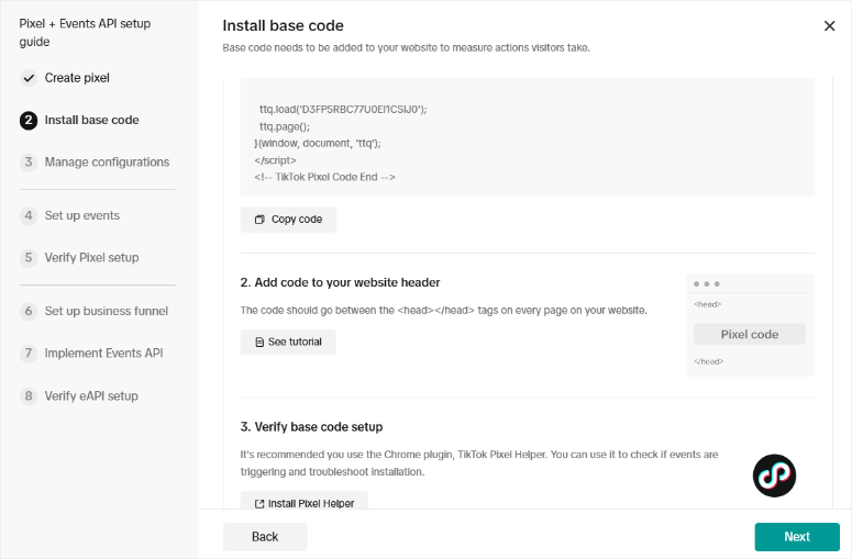 tiktok ad pixel install base code