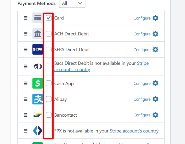 wp simple pay enable multiple payment options