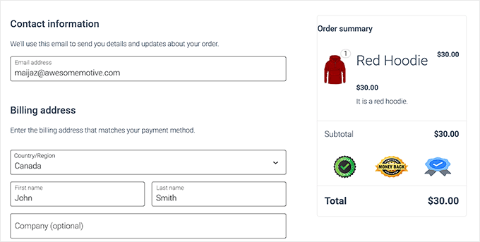 wpcode preview of trust badges in woocommerce
