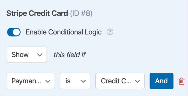 wpforms stripe conditional logic rule example