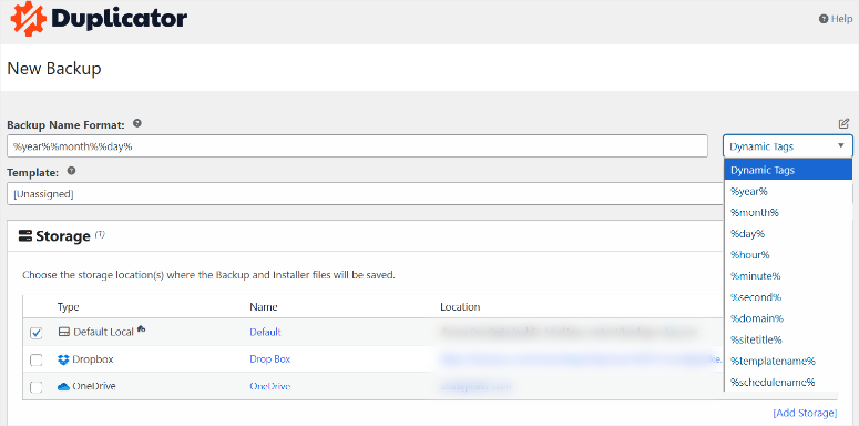 duplicator pro new backup wizard