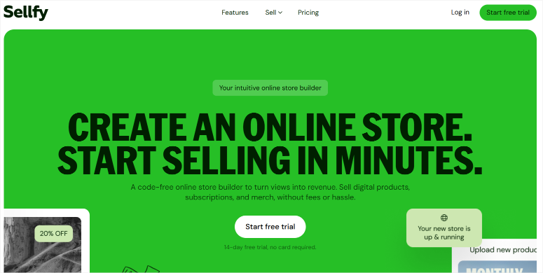 sellfy homepage