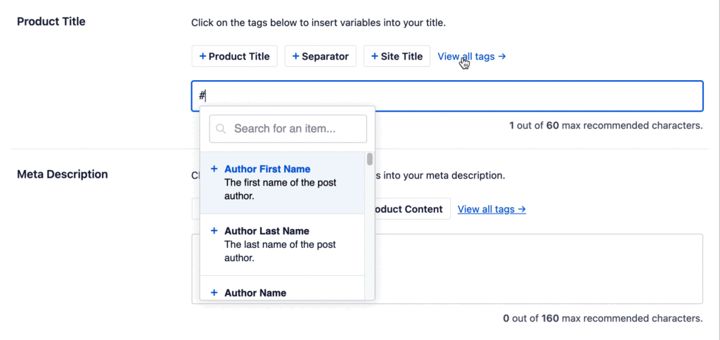 smart tag in all in one seo
