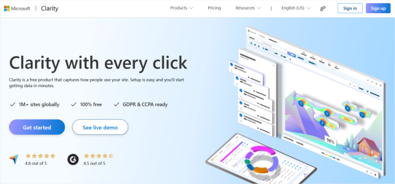 clarity microsoft homepage