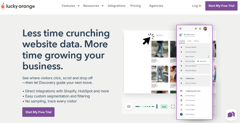 lucky orange homepage