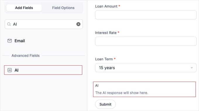 formidable add ai field