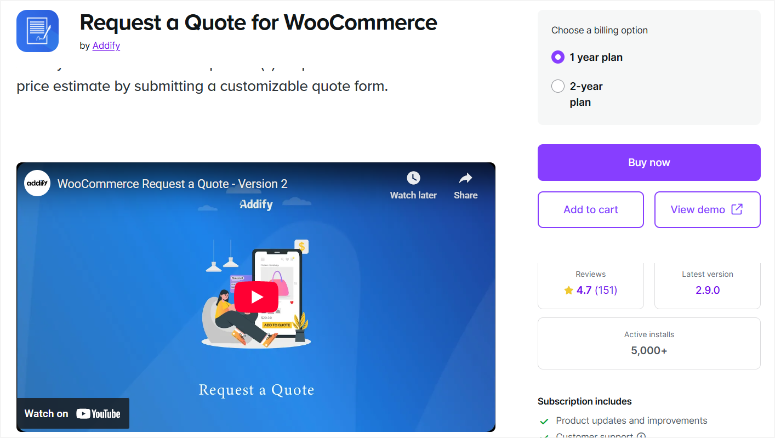 request a quote for woocommerce homepage