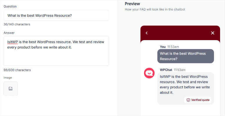 wpchat add frequent question
