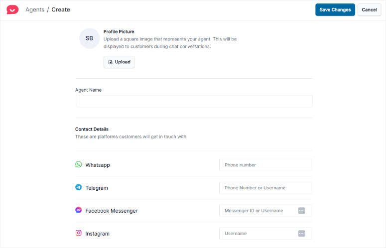 wpchat details new agent