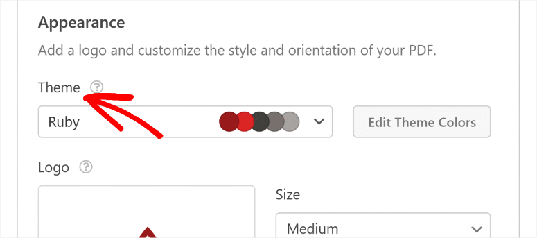 wpforms select pdf color theme